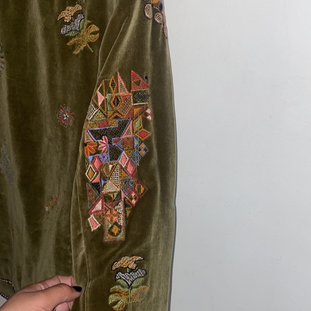 Zara Woman Velvet Embroidered Beetles Flowers Blazer in Johnny Was style - Picture 10 of 12